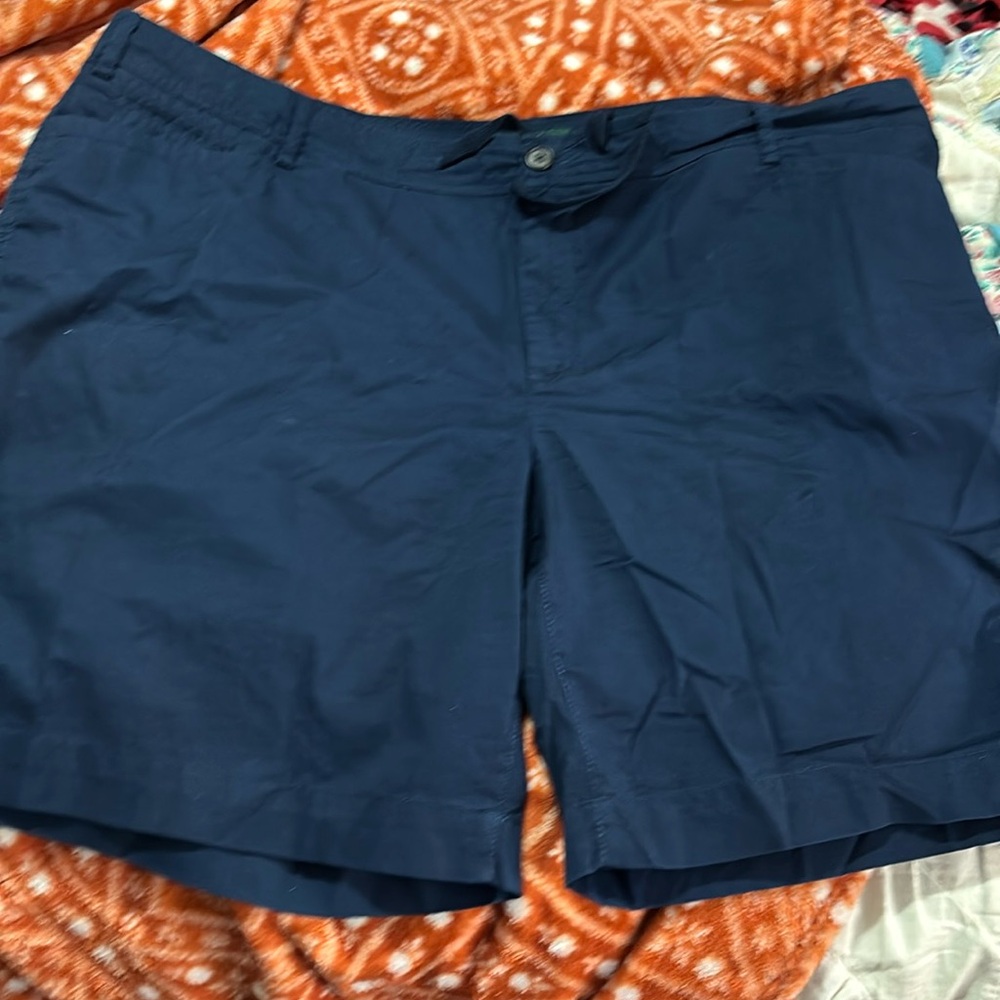 18W navy cotton shorts never worn with ties and belt loops by Lauren